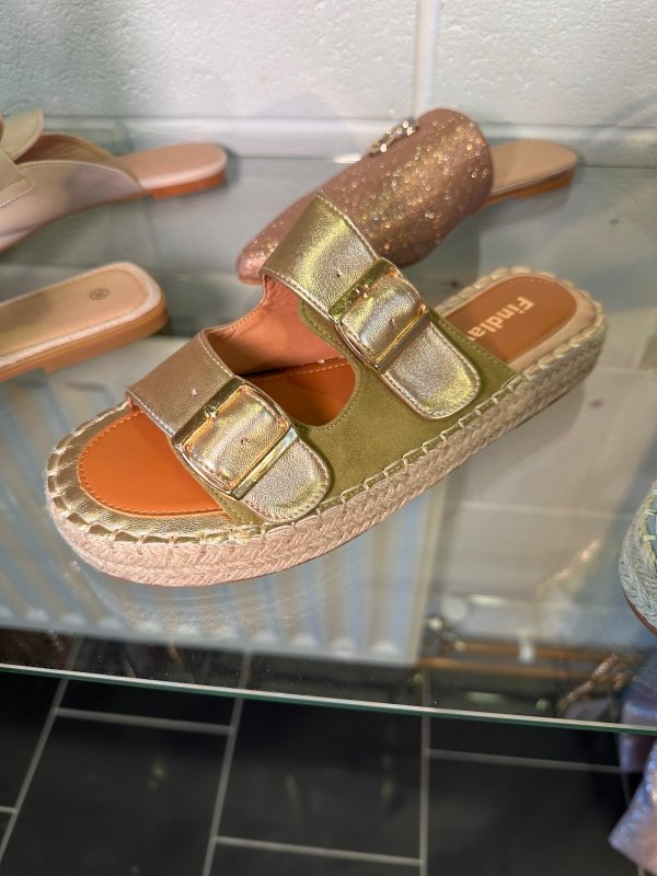 Findlay Two Tone Gold Green Sliders - AML Boutique NI