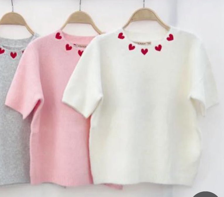 Heart Short Sleeve Knit various Colours - AML Boutique NI