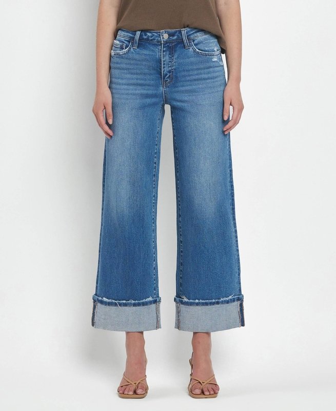 HIGH RISE CUFFED WIDE JEANS F5890: MOORLAND - AML Boutique NI
