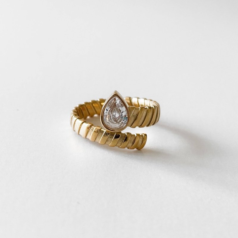 Kali Luxe 18k Gold Plated Clear Wrap Ring - AML Boutique NI