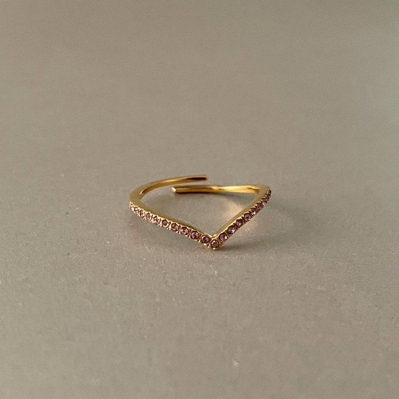 Marina Luxe 18k Gold Plated Skinny Rose Wishbone Ring - AML Boutique NI