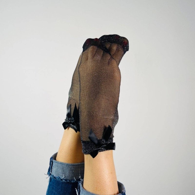 Sandrine - socks socks glitter bow: Black - AML Boutique NI