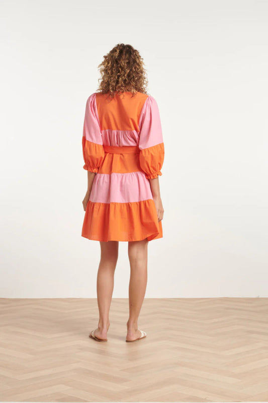 SMASHED LEMON 24113 COLORFUL BLOCK DRESS PINK & ORANGE – AML Boutique NI