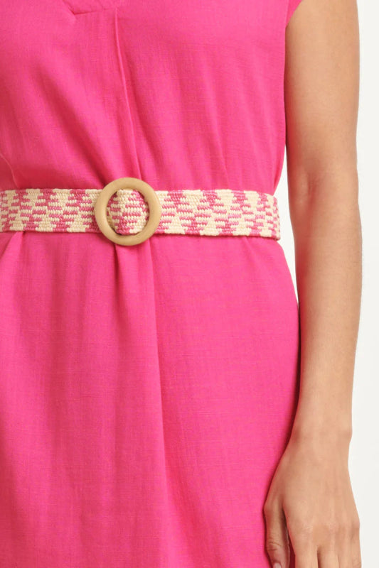 Smashed Lemon Graphic Stretch Belt in Pink and Pale Sand - AML Boutique NI