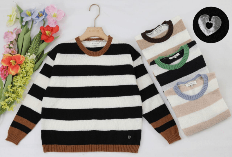 Striped Sadie Sweater various Colours - AML Boutique NI