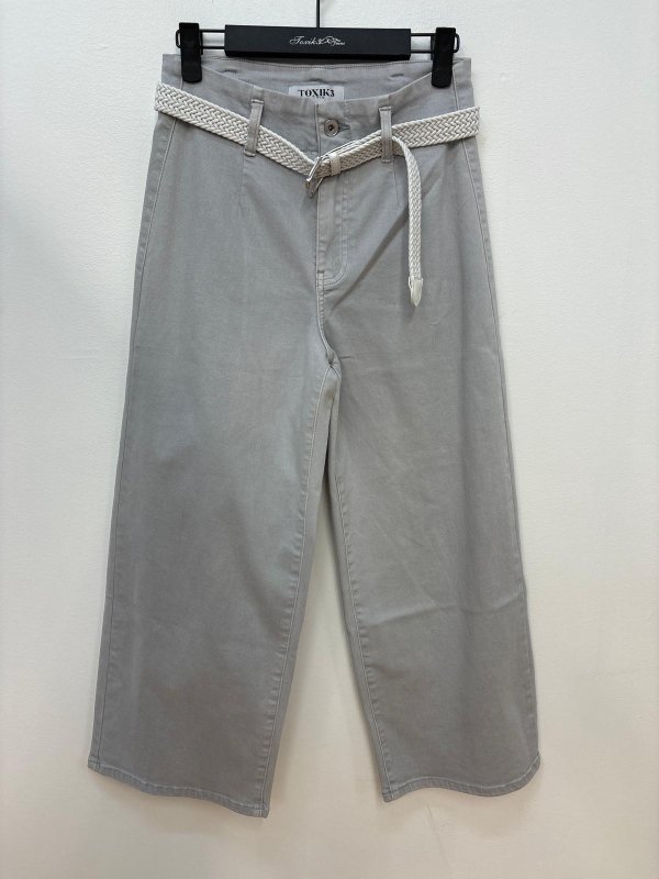 Toxik3 Grey Lotus Cropped Belted Jeans L21320 - 5# - AML Boutique NI