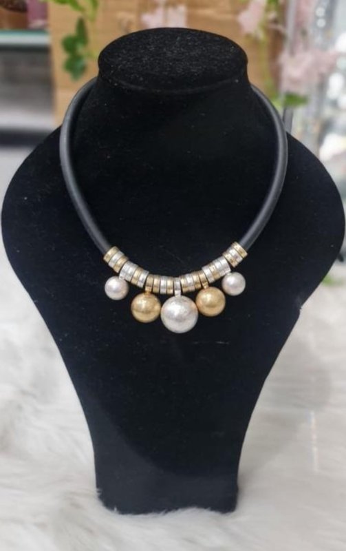 Two Tone Gold Silver Ball Necklace - AML Boutique NI
