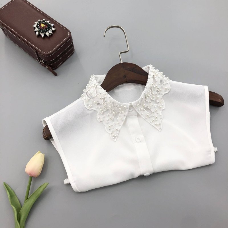 Vintage Inspired Pearly Faux Collar in White - AML Boutique NI