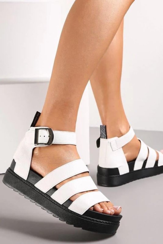 White Chunky Sandals - AML Boutique NI