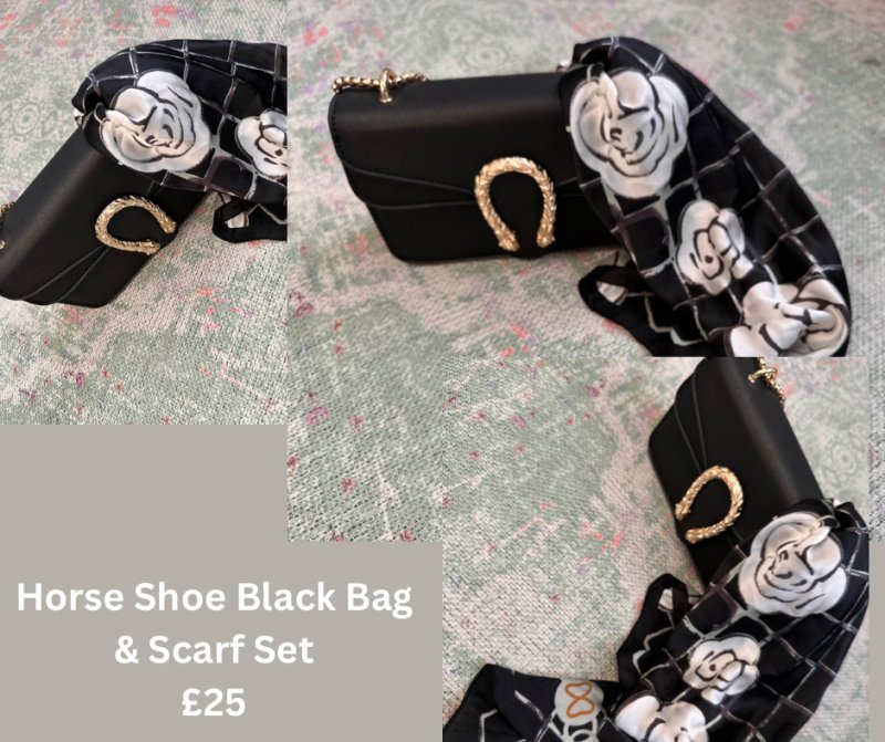 Black Horse Shoe Bag & Scarf - AML Boutique NI