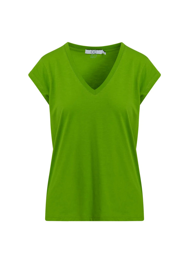 CC Heart Flashy Green Basic V-Neck T-Shirt Various Colours - AML Boutique NI