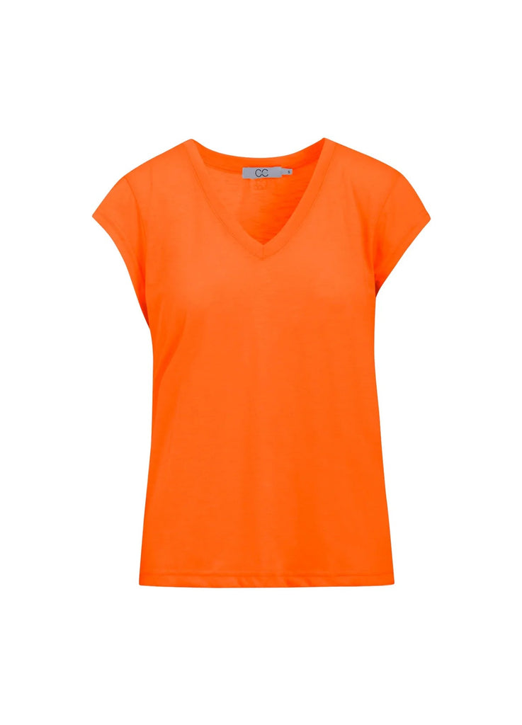 CC Heart Orange Basic V Neck Tshirt - AML Boutique NI