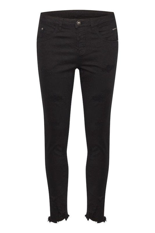 Cream Pitch Black Jeans Raw Edge Ankle Length - AML Boutique NI