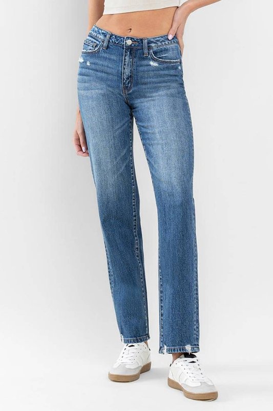 FLYING MONKEY SUPER HIGH RISE RELAXED STRAIGHT JEANS LONGER LEG F5536: LOVER - AML Boutique NI