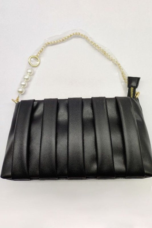 Goa Goa Pleated Shoulder Bag With Chain and Pearls - AML Boutique NI