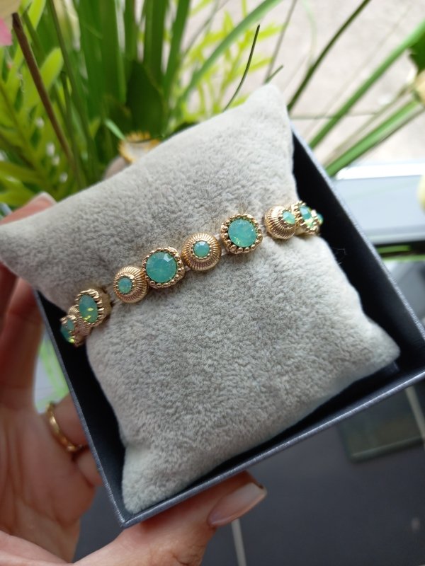 Gold Plated Bracelet with Green Stone - AML Boutique NI