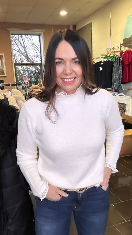 Grace Ivory Lace Sweater - AML Boutique NI