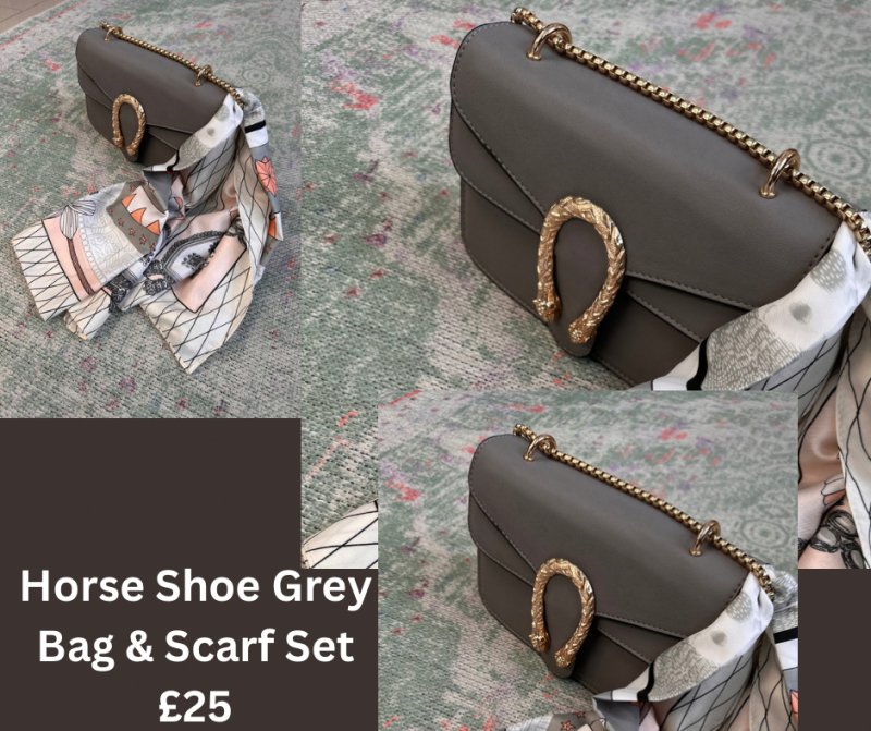 Grey Horseshoe Bag & Scarf - AML Boutique NI