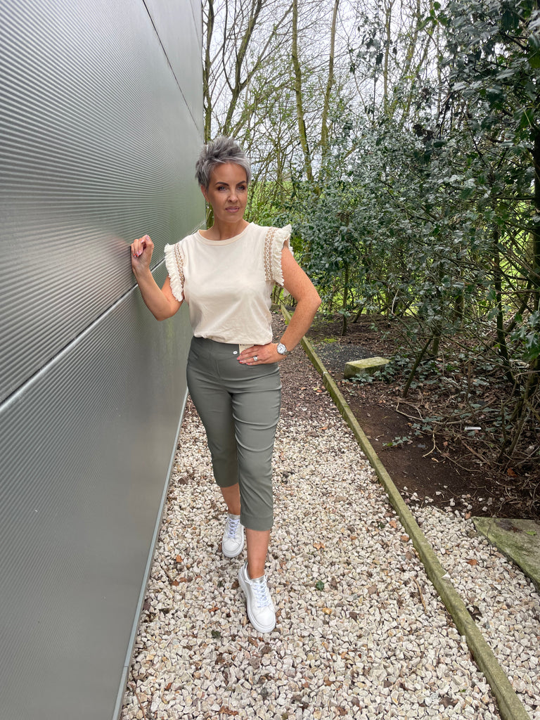 Pinns 226C Khaki Crop with Pockets