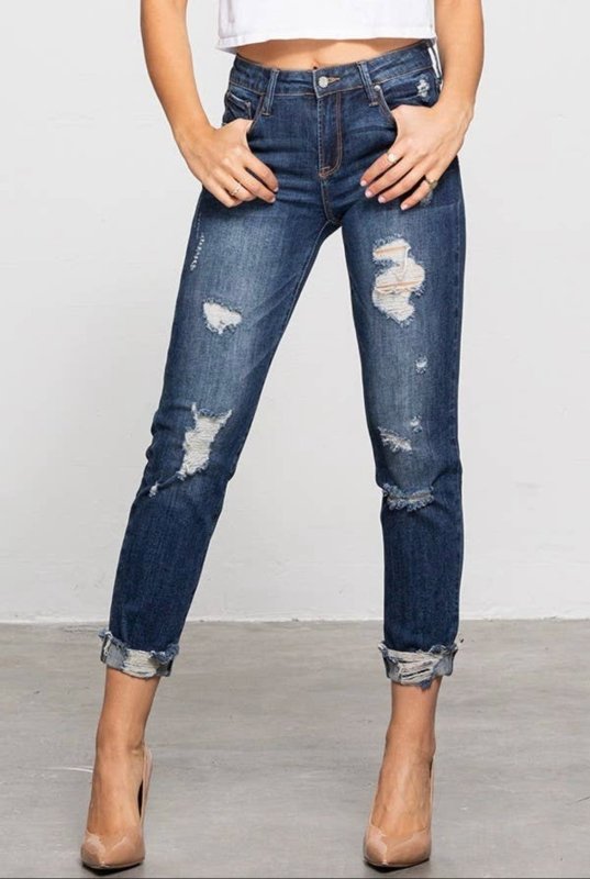 Insane Gene USA Mid Rise Ankle Ripped Denim Girlfriend Jeans - AML Boutique NI