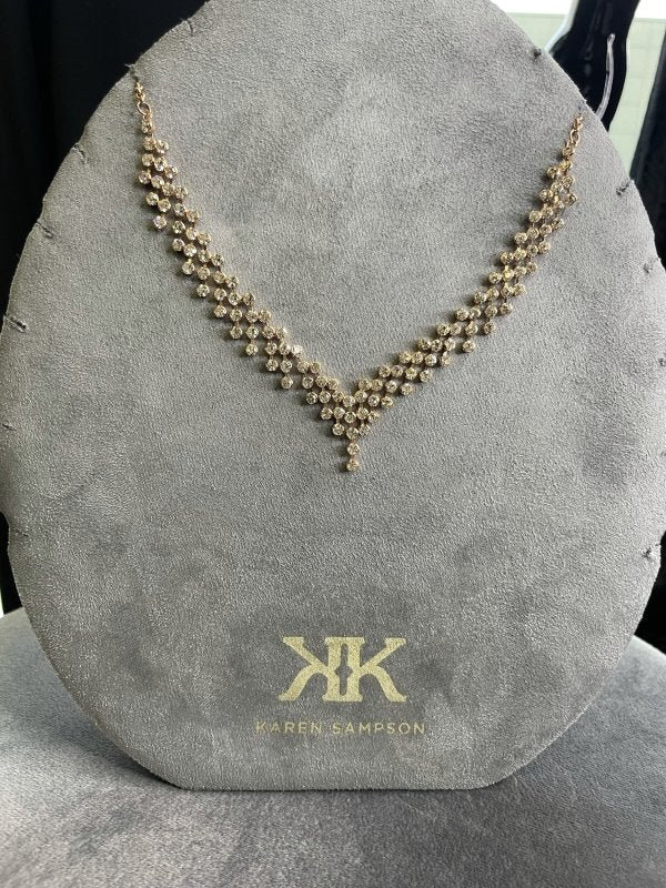 Karen Sampson Gold Plated Diamanté Statement Necklace - AML Boutique NI