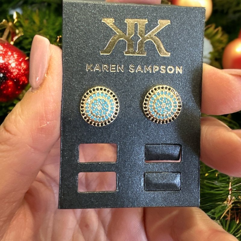 Karen Sampson Gold & Turquoise Earrings - AML Boutique NI