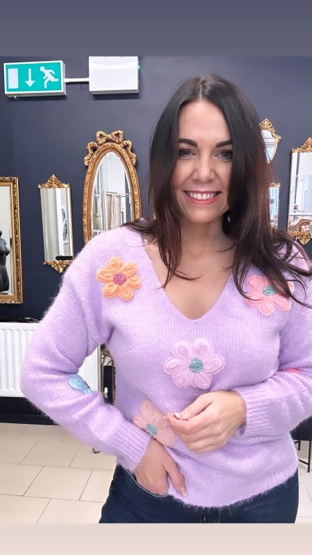 Lilac Alisha V Neck Sweater - AML Boutique NI