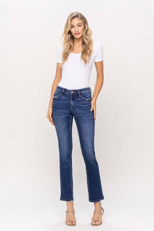 MID RISE ANKLE SLIM STRAIGHT JEANS F4999: Wax Plant Dumfounding - AML Boutique NI