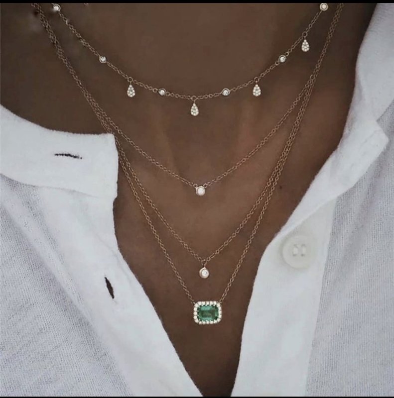 Multilayer Emerald Pendant Choker Necklace - AML Boutique NI