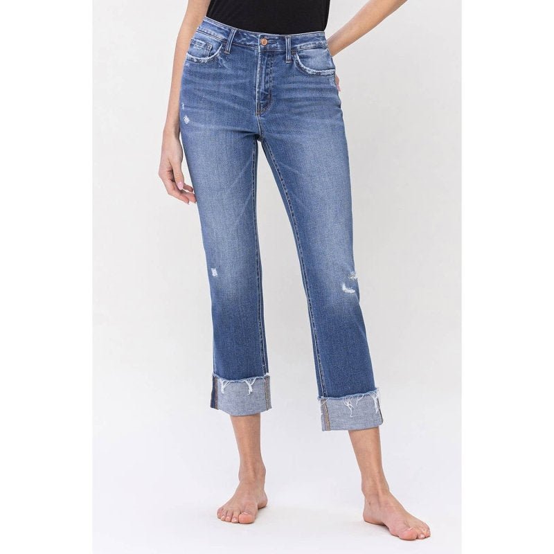 New Flying Monkey High Rise Regular Straight Jeans with Cuffs F5145 - AML Boutique NI