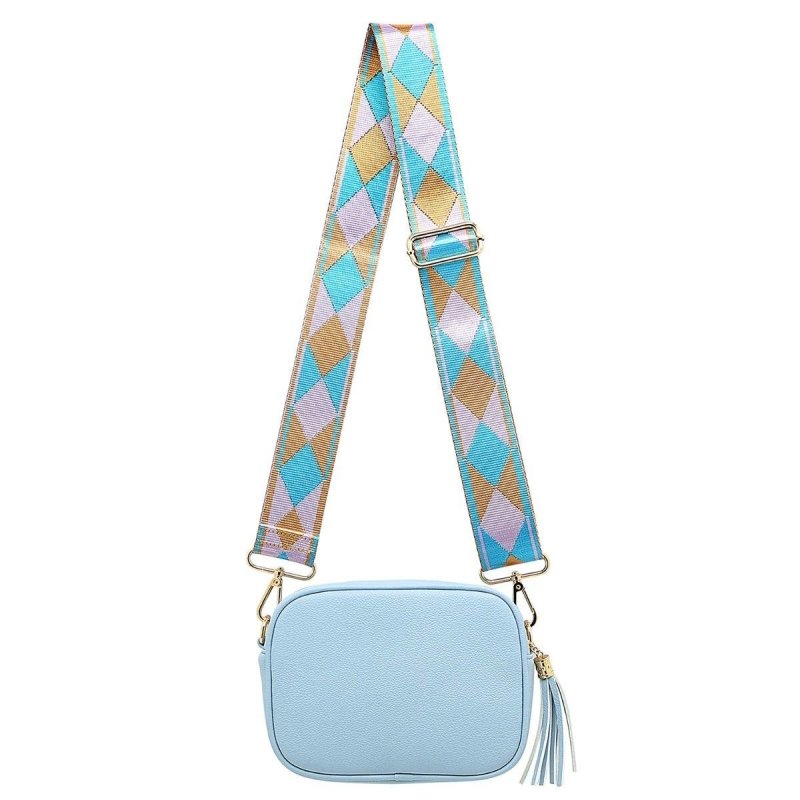 P158 Baby Blue Tassel box bag with funky strap - AML Boutique NI