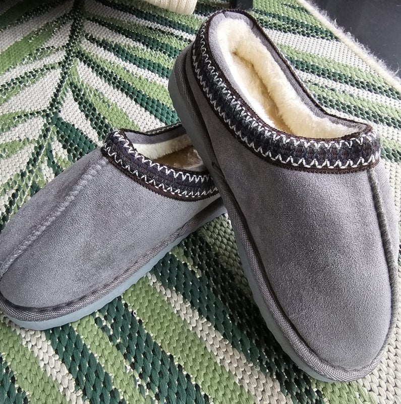 Tas Grey fur lined mule slippers - AML Boutique NI